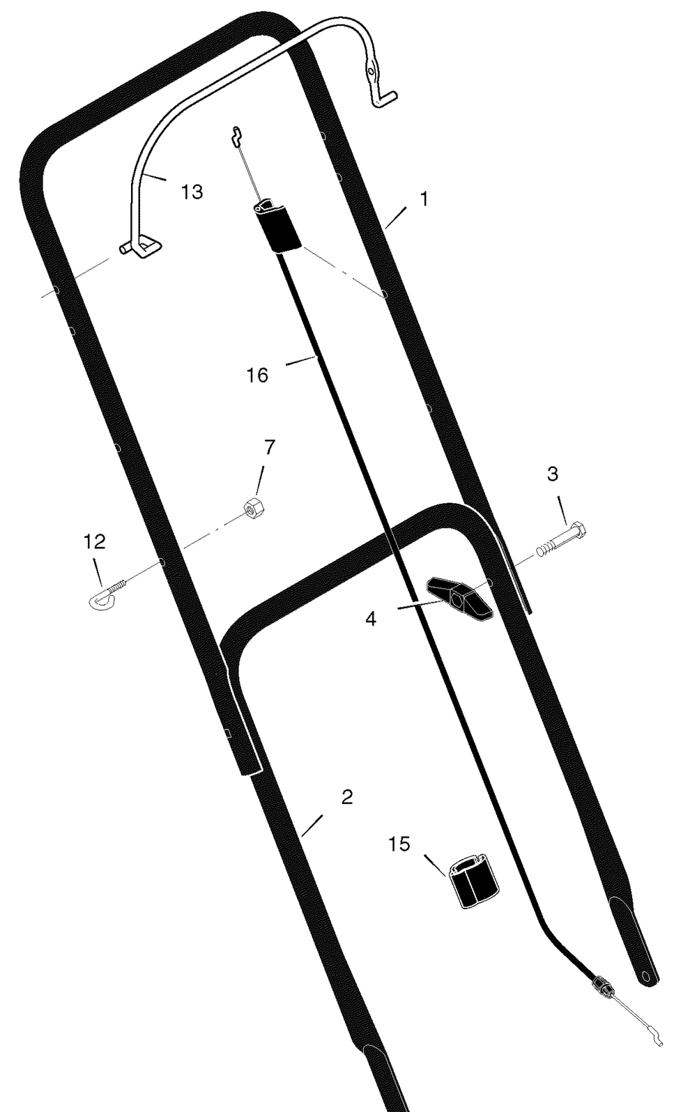 Handle Assembly Diagram and Parts List for 225111X99B 2005 Briggs and Stratton Lawn Mower